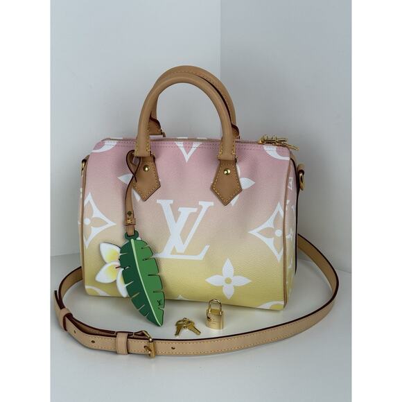 Louis Vuitton Monogram Giant By The Pool Speedy Bandouliere 25 Light Pink C-6 - Picture 1 of 16